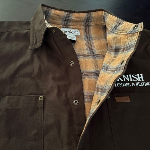 NEW Mens Carhartt Heavy Duty Brown Lined Canvas Button Shirt Size L Tall - Picture 5 of 6